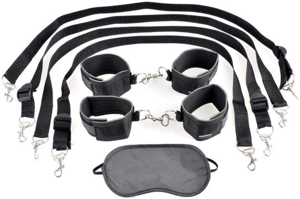 Fetish Fantasy Cuff and Tether Set Black | cutebutkinky.com