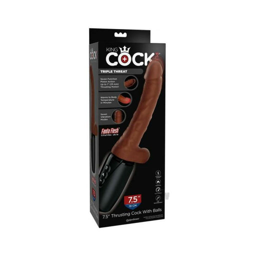 King Cock Plus 7.5 In. Thrusting Cock With Balls Brown | cutebutkinky.com