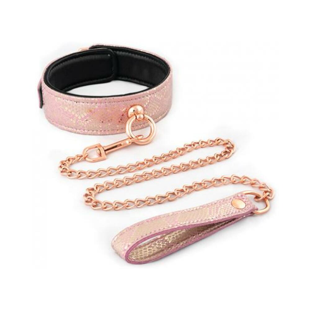 Collar And Leash Micro Fiber Snake Print With Leather Lining | cutebutkinky.com