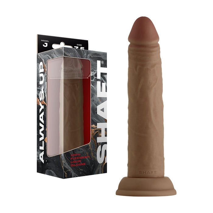 Shaft Model J 7.5 in. Dual Density Silicone Dildo with Suction Cup Oak