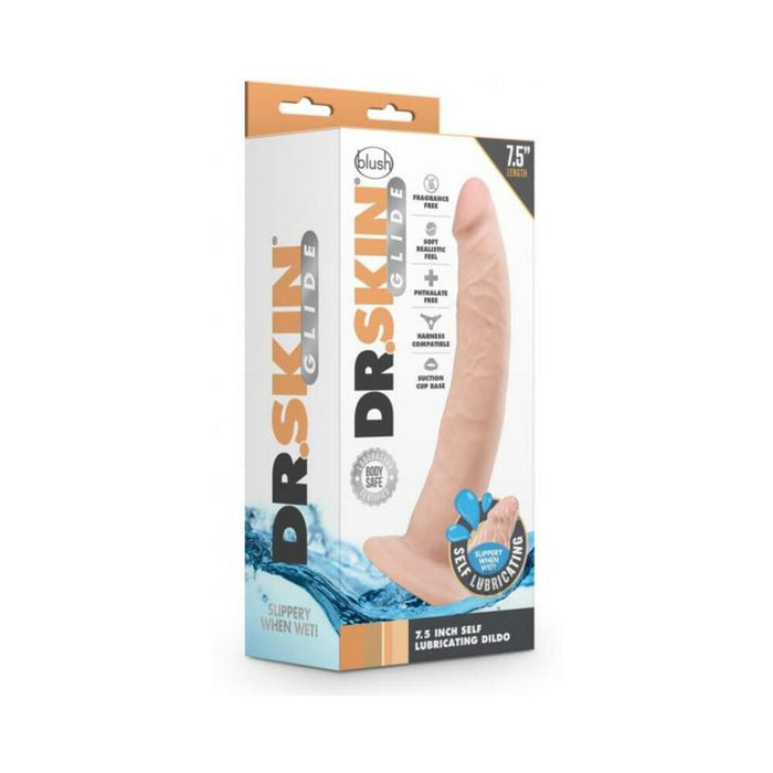 Dr. Skin Glide 7.5" Self-lubricating Dildo Vanilla | cutebutkinky.com