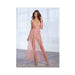 Dreamgirl Stretch Lace Teddy & Sheer Mesh Maxi Skirt With Adjustable Straps & G-string Rose Medium H | cutebutkinky.com