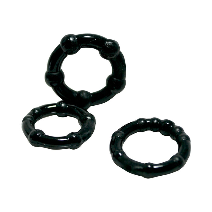 Triton Enhancement Rings Pleasu-rings (3 Pack)- Black With Knubbs