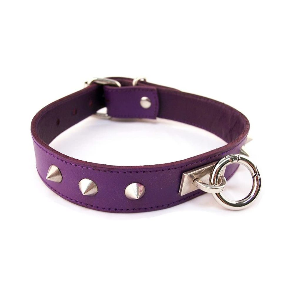 O-ring Studded Thin Collar - Purple | cutebutkinky.com